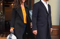 mcconaughey matthew camila alves wife stylish model coats outing nyc york coordinate match perfect bottoms coordinated beau actor button long