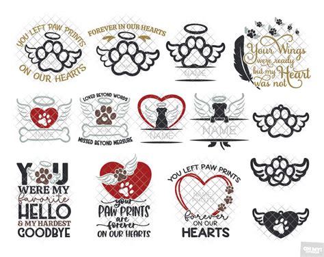 Dog Memorial Svg Bundle Pet Loss Paw Prints With Png Eps Dxf