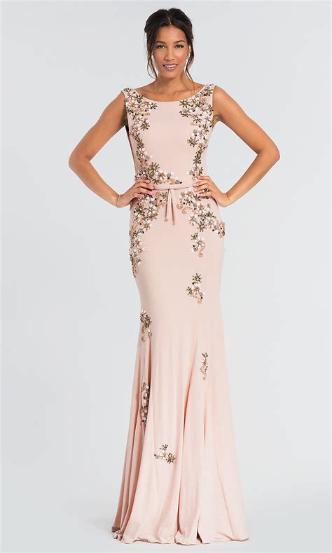Open Back Long Mob Jovani Dress With Floral Beading Evening Dresses