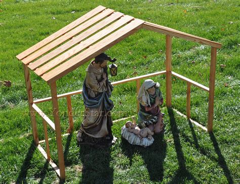Large Outdoor Nativity Set With Wooden Stable Yonderstar