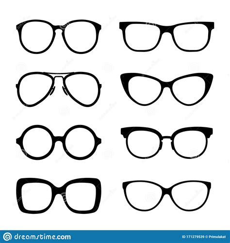 Hipster Glasses Vector Set Isolated On White Stock Vector