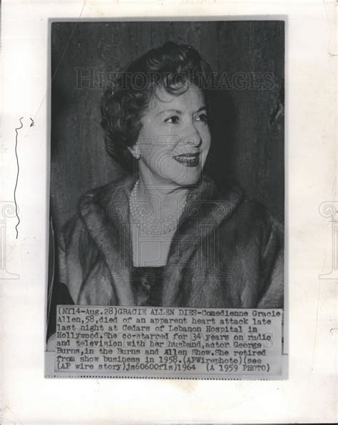1959 Press Photo Gracie Allen American Comedienne Actress Historic Images