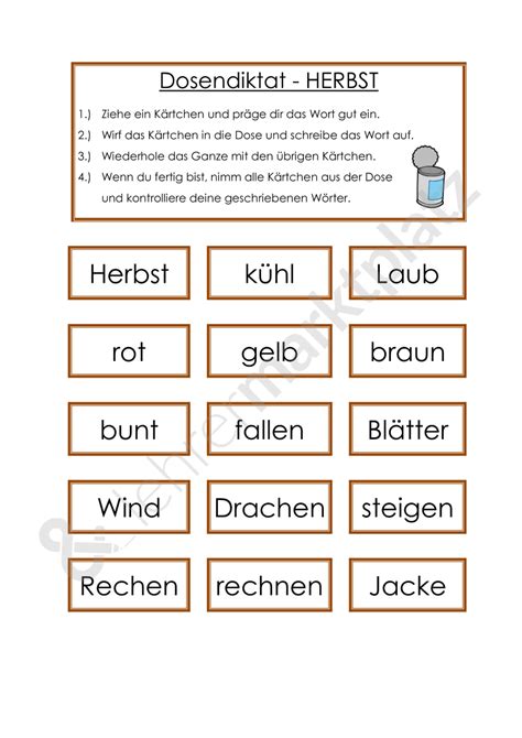 Eine auflage oder keine auflage? Dosendiktat - Herbst - Seite 1 | Lernen, Deutsch ...