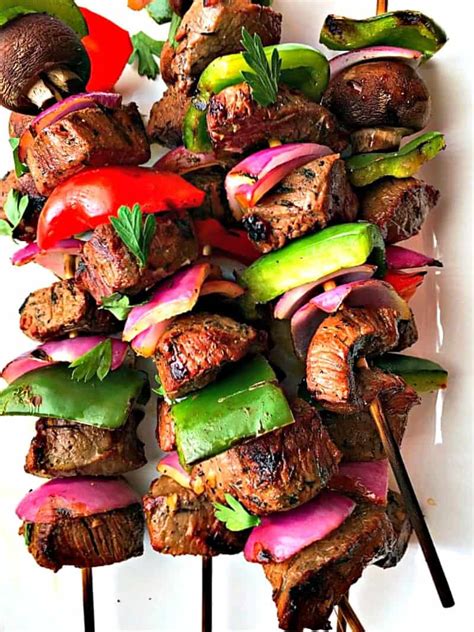 193 grilled steak and chicken that doesn't dry out on the grill, but stays moist and flavorful. Beef Kabobs ~ marinated and grilled ~ juicy, locked in ...