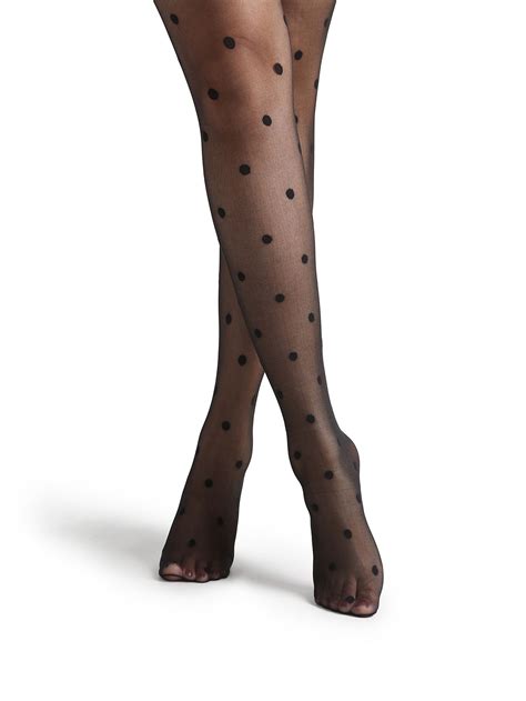 Shop Black Polka Dot Pattern Sheer Mesh Pantyhose Stockings Online
