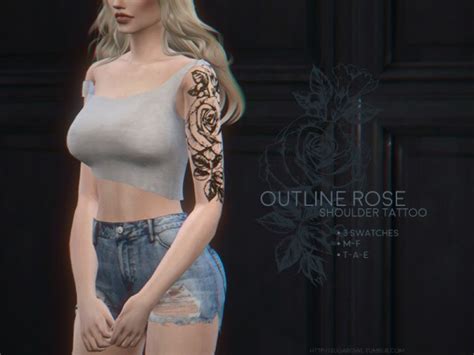 The Sims Resource Outline Rose Tattoo By Sugar Owl • Sims 4 Downloads