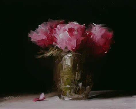 Daily Paintworks Glass Vase Of Peonies Original Fine Art For Sale