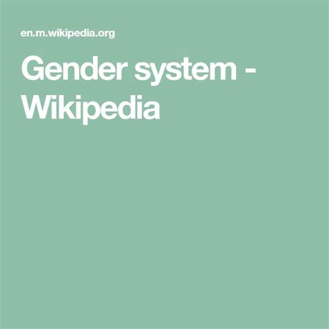Gender System Wikipedia Gender Third Gender Gender Binary