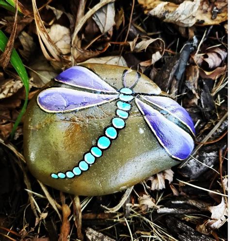 Dragonfly Painted Rock Etsy