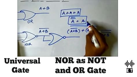 Nor Gate As Universal Gate As Not And Or Gate Youtube