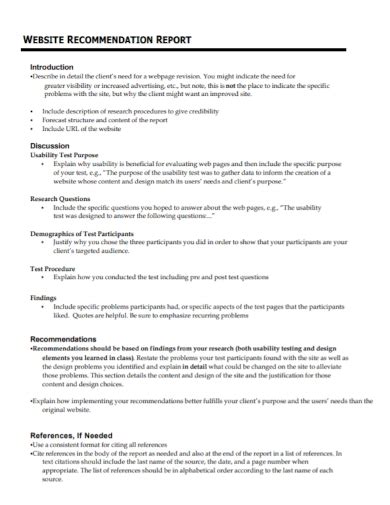 Free 10 Recommendation Report Samples Business Internship Project