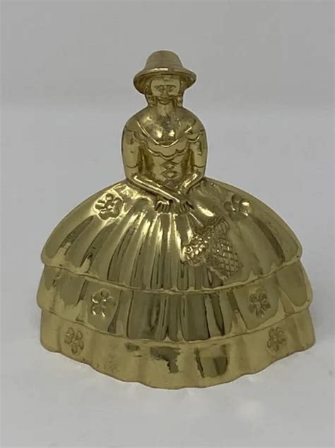 Vintage Solid Brass Southern Belle Lady Bell Figurine 282g 9 9oz 7 99 Picclick