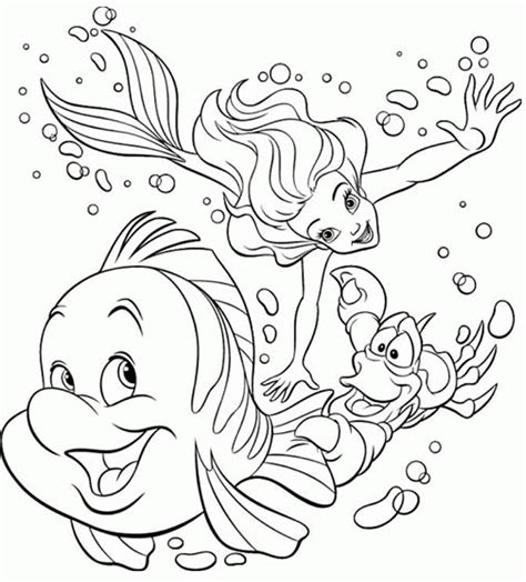 Litle Mermaid Flounder Fish Animal Coloring