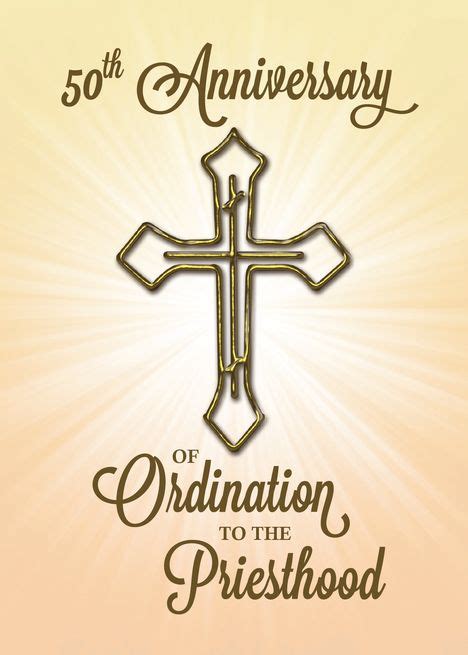Priest 50th Anniversary Of Ordination Gold Cross On Starburst Card Ad