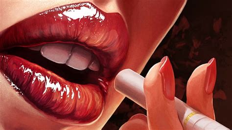 무료 다운로드 사람 흡연 벽지 빨간 립스틱 그림 흡연 입술 담배 디지털 아트 입 빨간 삽화 페인트 손톱 여자들 Hd 배경 화면