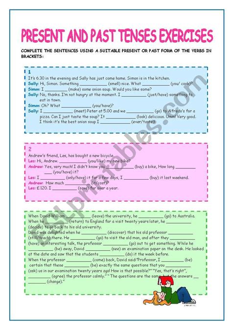 PRESENT AND PAST TENSES EXERCISES ESL Worksheet By Neusferris