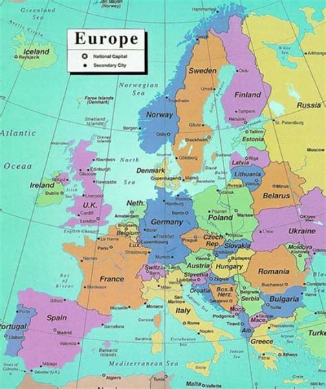 Map Of European Countries And Capitals