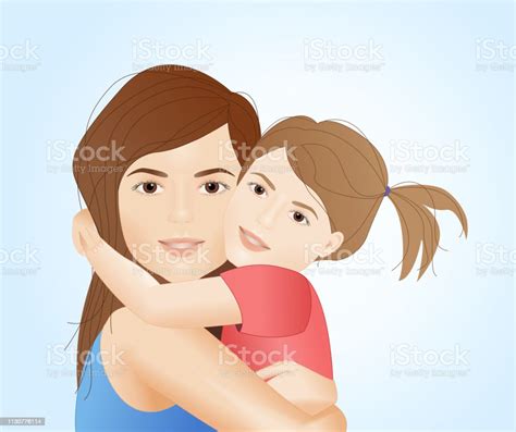 Mother Hugging Her Daughter Illustration Stock Illustration Download Image Now Adult