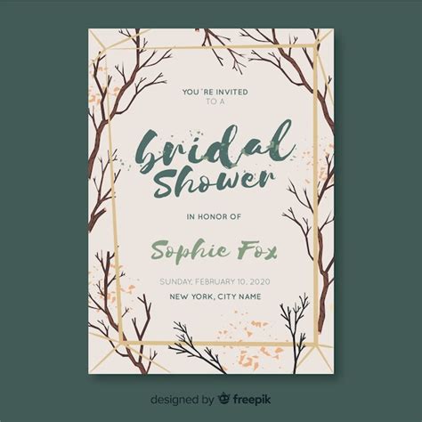 Free Vector Branches Bridal Shower Card Template