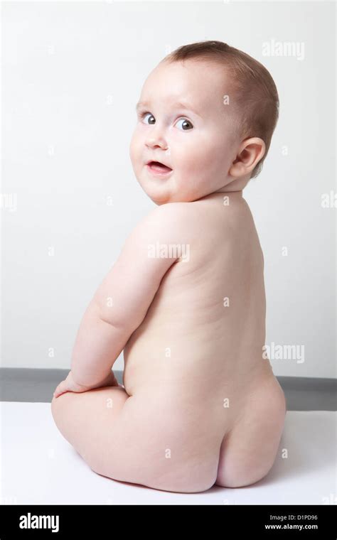 Naked Baby Girl Sitting Stock Photo Alamy