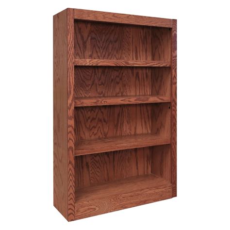 Concepts In Wood 4 Shelf Wood Bookcase 48 Inch Tall Oak Finish