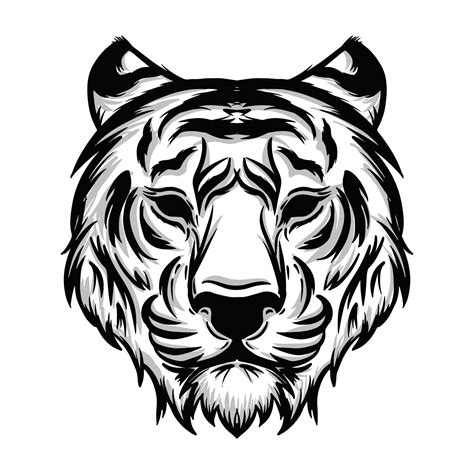 Black And White Tiger Head Illustration 2367494 Vector Art At Vecteezy
