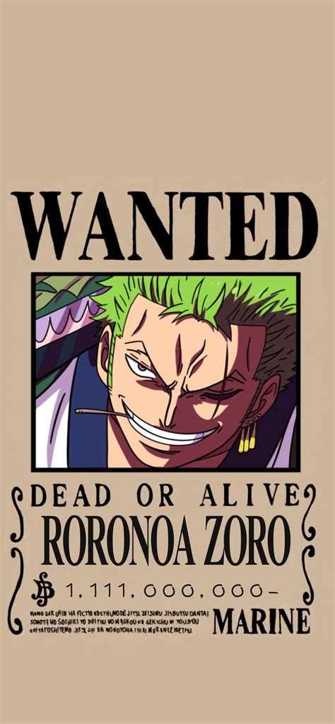 Roronoa Zoro One Piece Wanted One Piece Wanted Poster