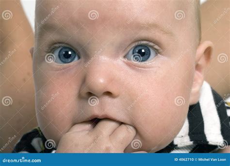 Baby Biting His Hand Stock Photo Image Of Eyes Child 4062710