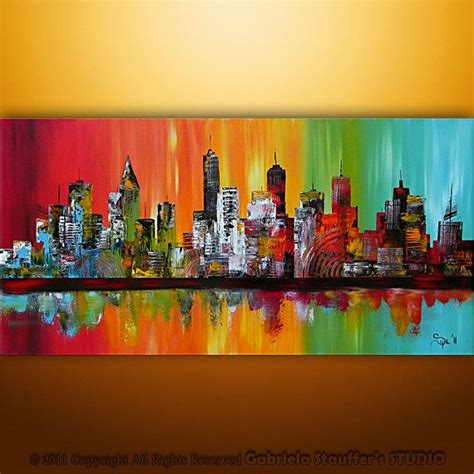 Large Painting Abstract Original Modern Cityscape Art By Etsy