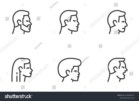 Profile People Portraits Male And Female Face Royalty Free Stock Vector 2146980797