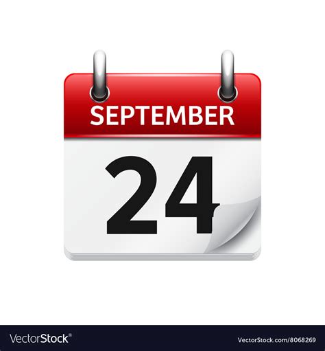 September 24 Flat Daily Calendar Icon Royalty Free Vector