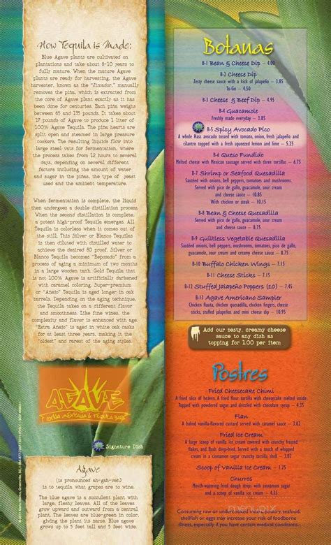 To 3 p.m.* all lunches come with your choice of two sides: Menu of Agave Cocina Mexicana & Tequila Bar in Fairhope ...