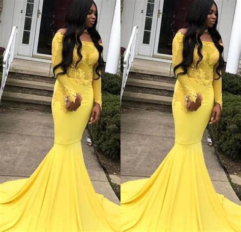 African Yellow Mermaid Prom Dresses 2019 New Hot Selling Court Train