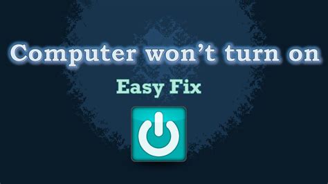 Computer won't turn on easy fix - YouTube