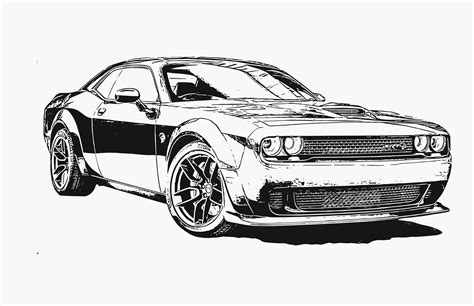 Outline Challenger Silhouette - Dodge Challenger R T Scat Pack 392