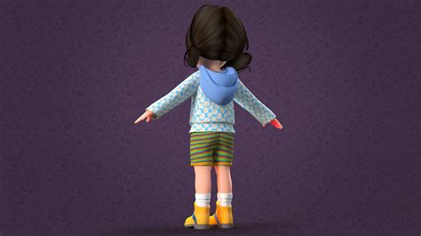 3d Model Cartoon Cute Girl Rigged Vr Ar Low Poly Rigged Cgtrader