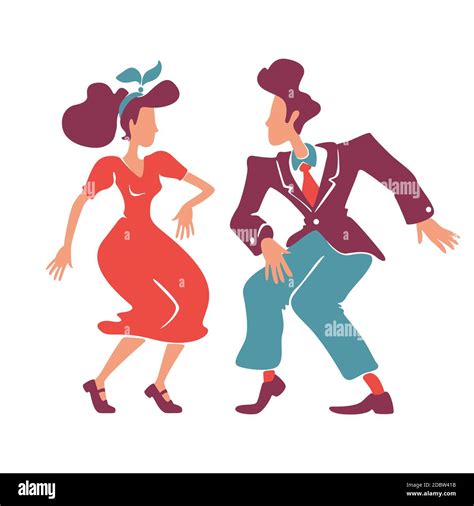 retro disco party background with couple dancing flat vector illustration cut out stock images