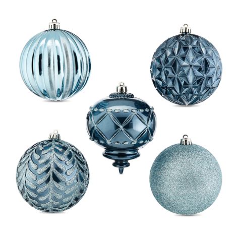 Holiday Time 100 Mm Shatterproof Christmas Ornaments Light Slate Blue