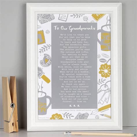 Personalised Letter To Grandparents Poem Print By Bespoke Verse