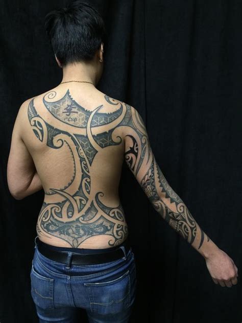 Traditional polynesian tattoo designs and images. poly fusion back and sleeve by Cory Ferguson : Tattoos