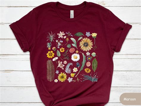 Camisa Botánica Collage De Flores Camiseta Vintage Camiseta De