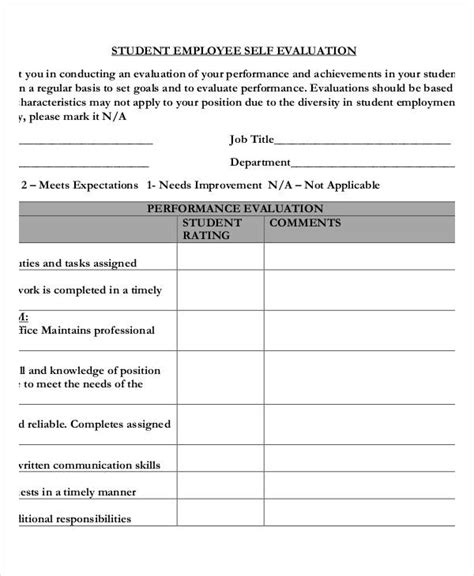Free 23 Self Evaluation Forms In Pdf Ms Word Excel