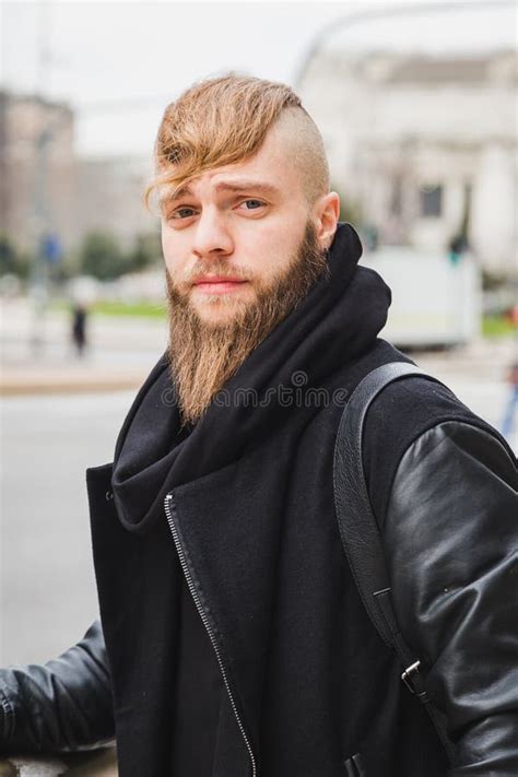 Stylish Bearded Man Posing In The Street Stock Photo Image Of