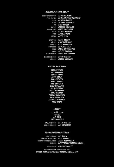 Image - Planes 2 Finnish Credits.png | Anime Voice-Over Wiki | FANDOM ...