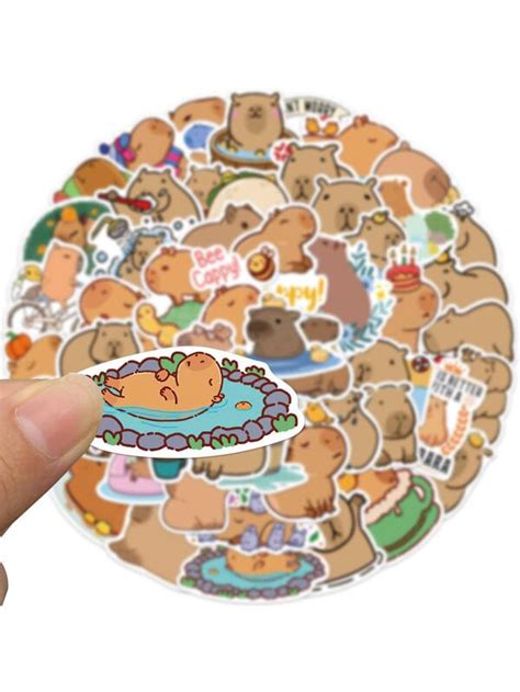 50pcs Cartoon Capybara Graffiti Stickers Shein Usa