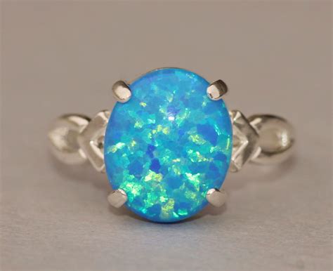 Rare Denim Marine Blue Opal Ringgenuine Opal Ringsterling Etsy
