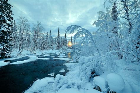 Winter River Nature Trees Landscape Magazine Hd Desktop Wallpaper