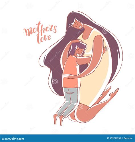 african american mother hugs son mother`s love hand drawn style vector design illustrations