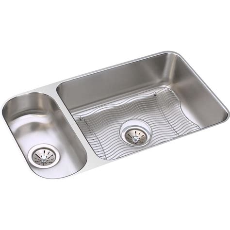 Elkay Lustertone Classic Undermount Stainless Steel 3225 In 3070 Double Bowl Kitchen Sink