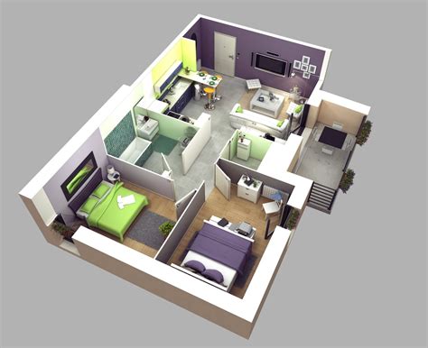 50 Two 2 Bedroom Apartmenthouse Plans Architecture And Design